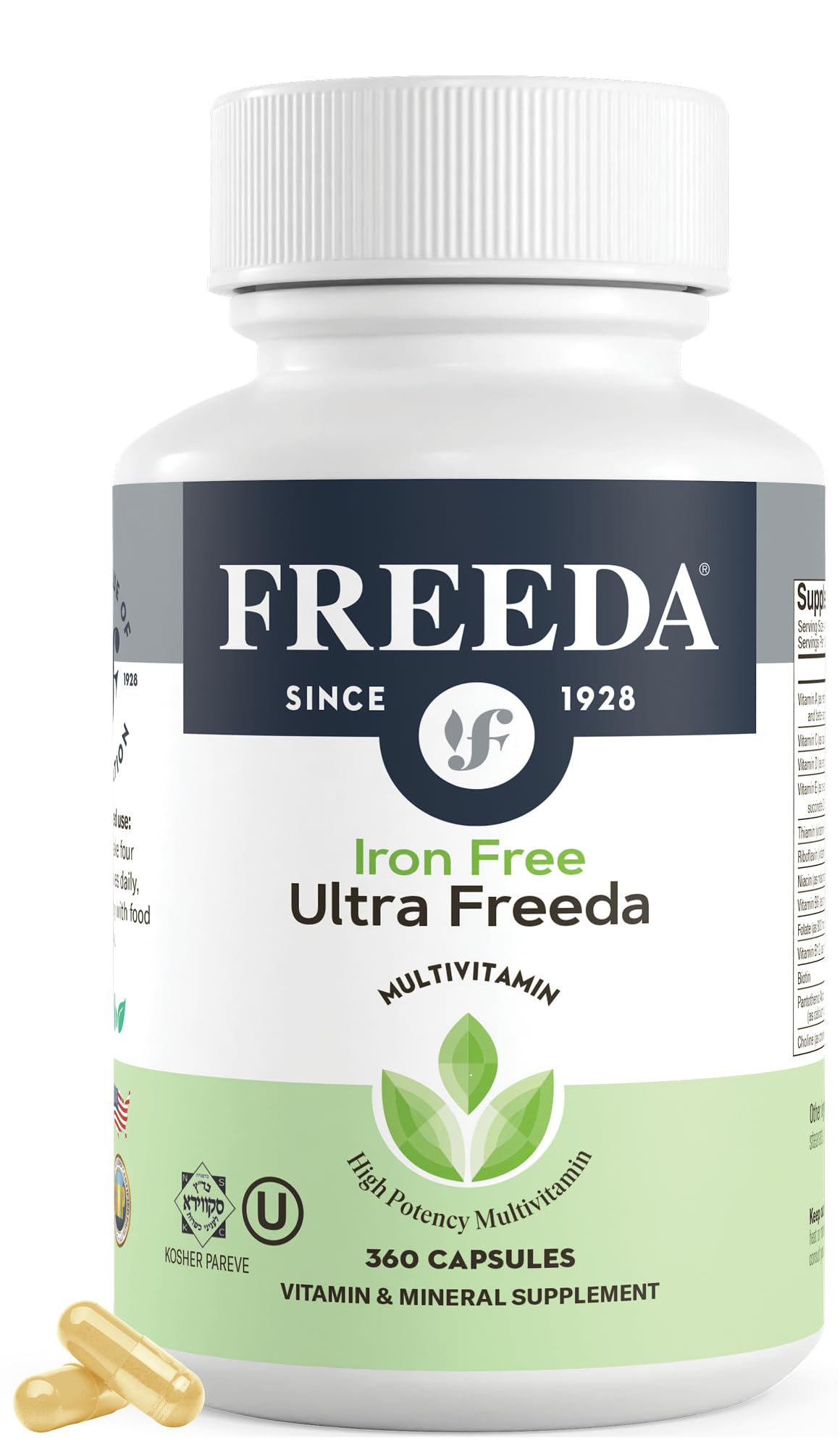 Freeda Multivitamin - Iron Free Ultra Freeda - Kosher Multi Vitamins Supplements for Women Health - Men’s Vitamins for Men Health - Multivitamins for Men & Women Adult Vitamins Multivitamin (360)