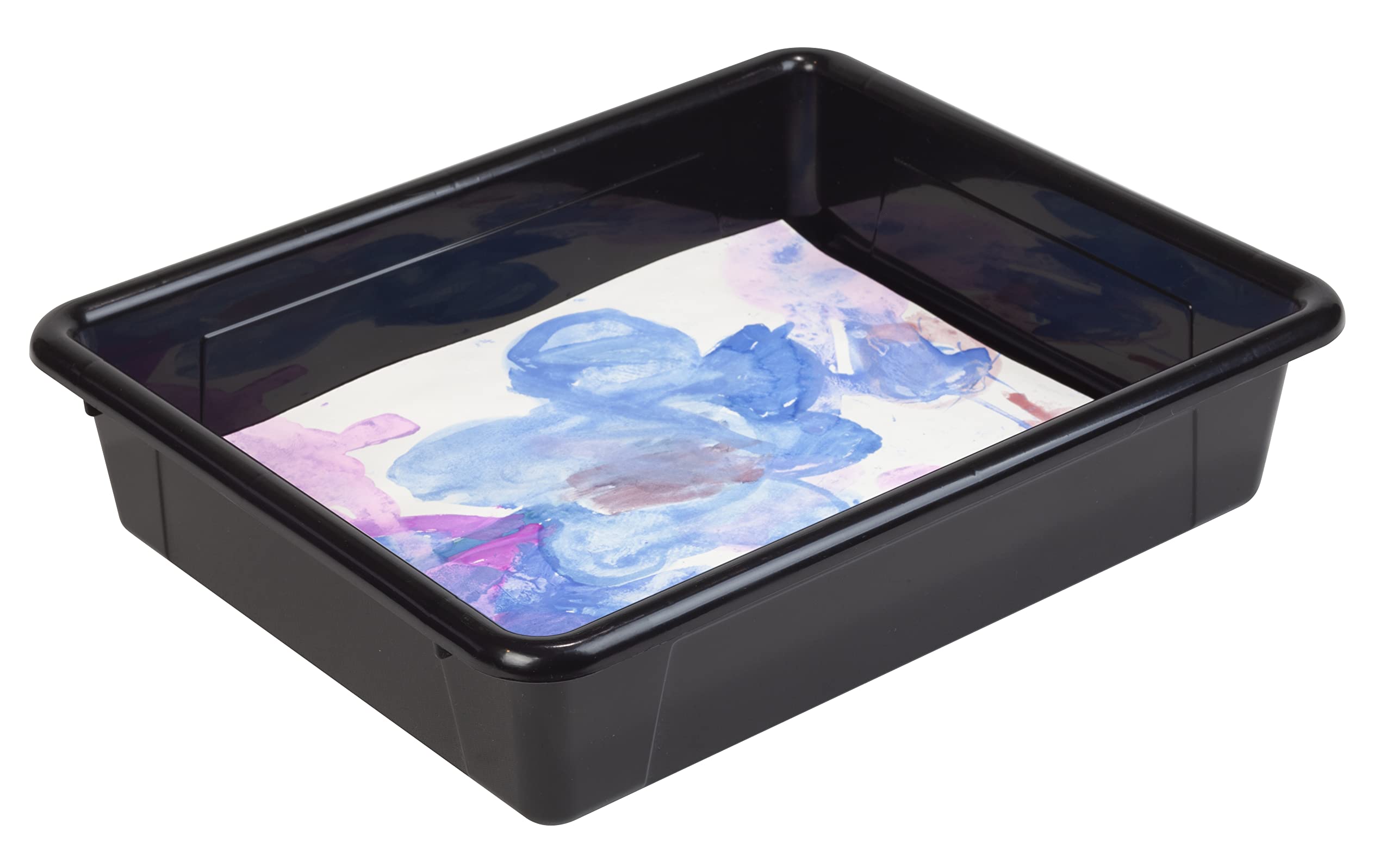 Storex Letter Size Flat Storage Tray – Organizer Bin for Classroom, Office and Home, Black, 5-Pack (62516U05C), 10 x 13 x 3 Inches