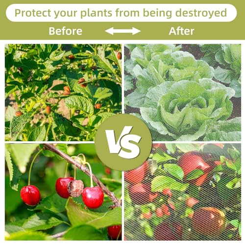 Bird Netting for Garden Protection, CANAGROW 4 Pack Garden Plant Mesh Netting Covers Bags with Drawstring, Insect Bird Barrier Bug Netting for Fruit Blueberry Bushes Vegetable Flower (3.3x2.6FT)