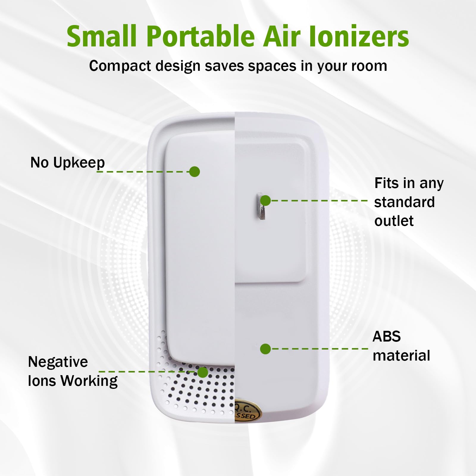 Plug In Air Ionizers for Home Quiet Operation Air Cleaner for Bathroom,Living Room,Office,Kitchen,Pet Room,Portable Negative Ion Air Purifier for Bedroom (4)