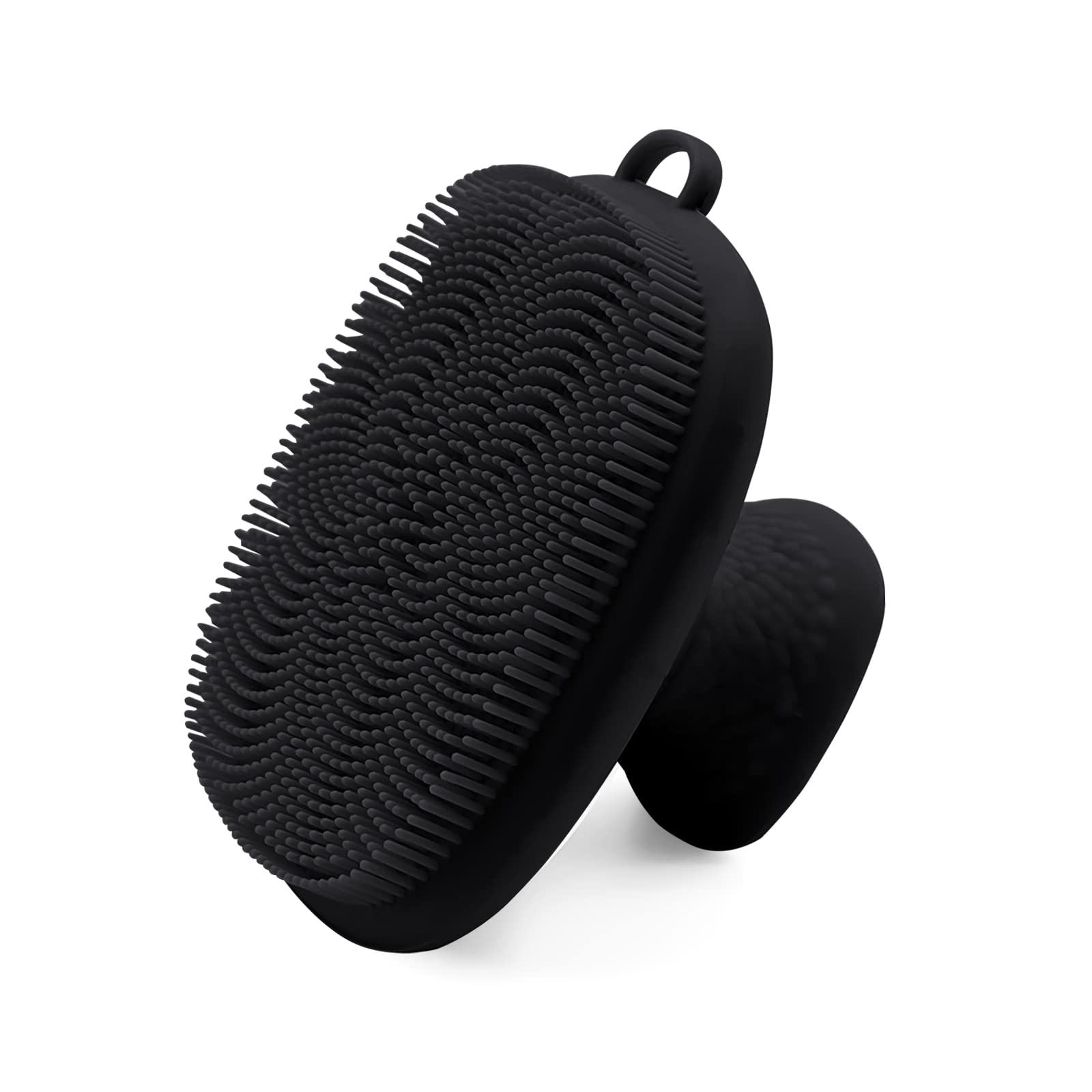 INKERLEE Silicone Face Scrubber Exfoliator Brush, Manual Facial Cleansing Exfoliating Brush, Gentle Face Scrub Wash Brush for Women and Men (Black)