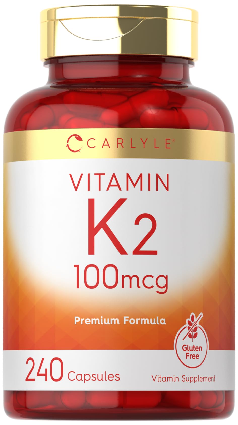 Carlyle Vitamin K2 Supplement 100 mcg | K2 MK-4 | 240 Capsules | Non-GMO & Gluten Free