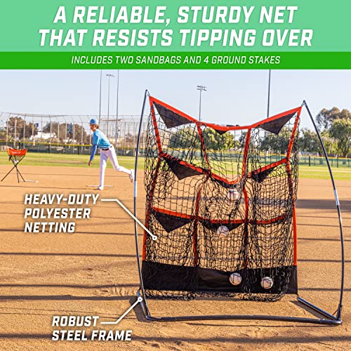 GoSports 9 Hole Baseball & Softball Pitching Strike Zone Target Net - 49 x 30 Inches