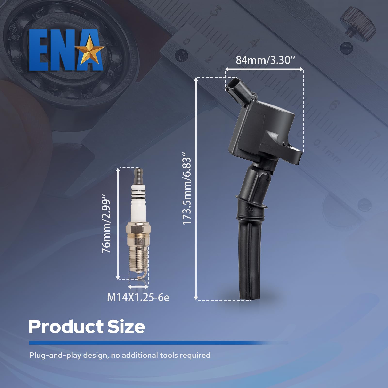 ENA DG508 Ignition Coils and SP479 Spark Plugs For 5.4 V8 Compatible with Lincoln Ford Mustang Econoline Excursion Expedition Pickup E150 E250 E350 F150 F250 4.6L 5.4L 6.8L Replacement for FD503 SP479