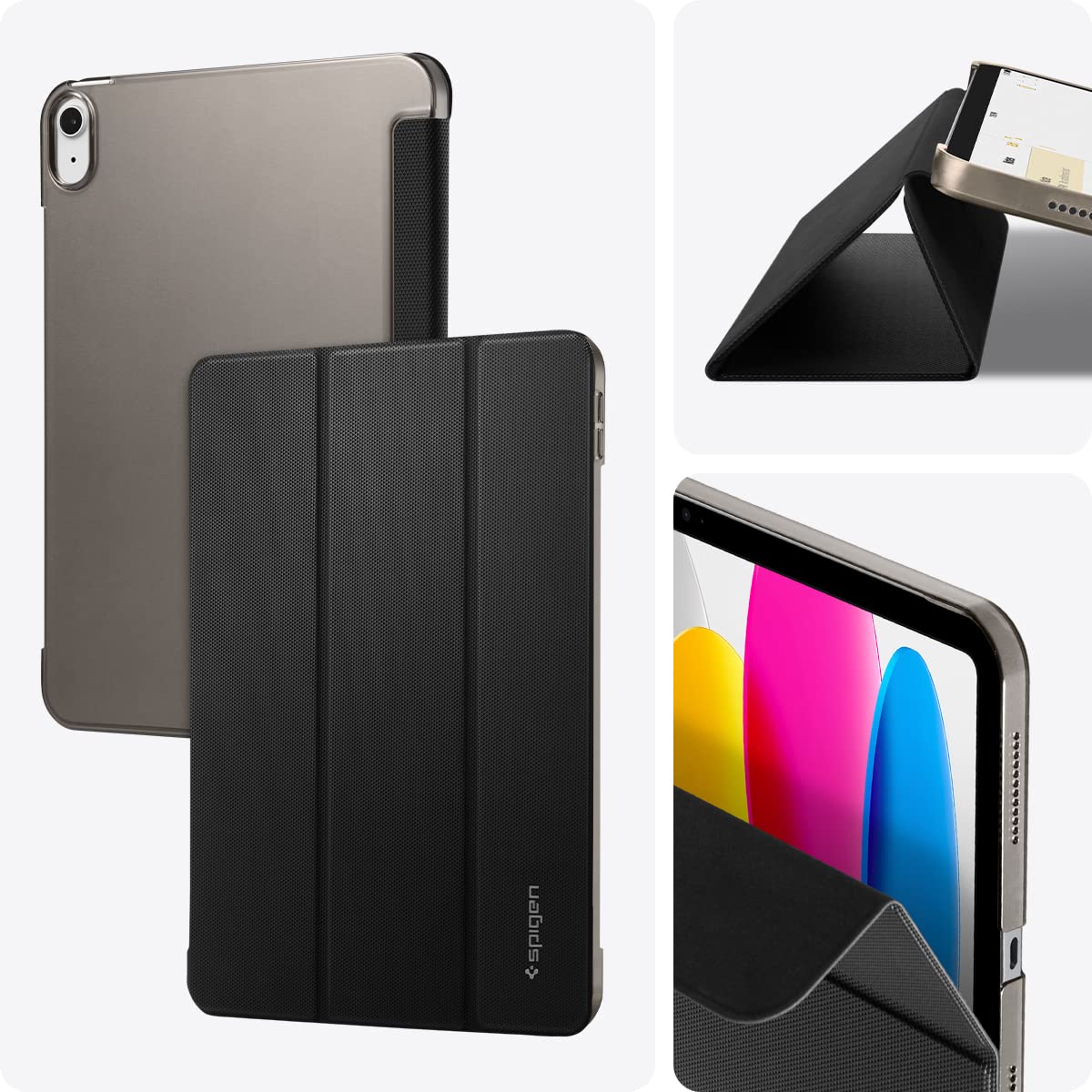 Spigen Liquid Air Folio Designed for iPad 10.9 inch Case iPad 10th Generation Case (2022) - Black