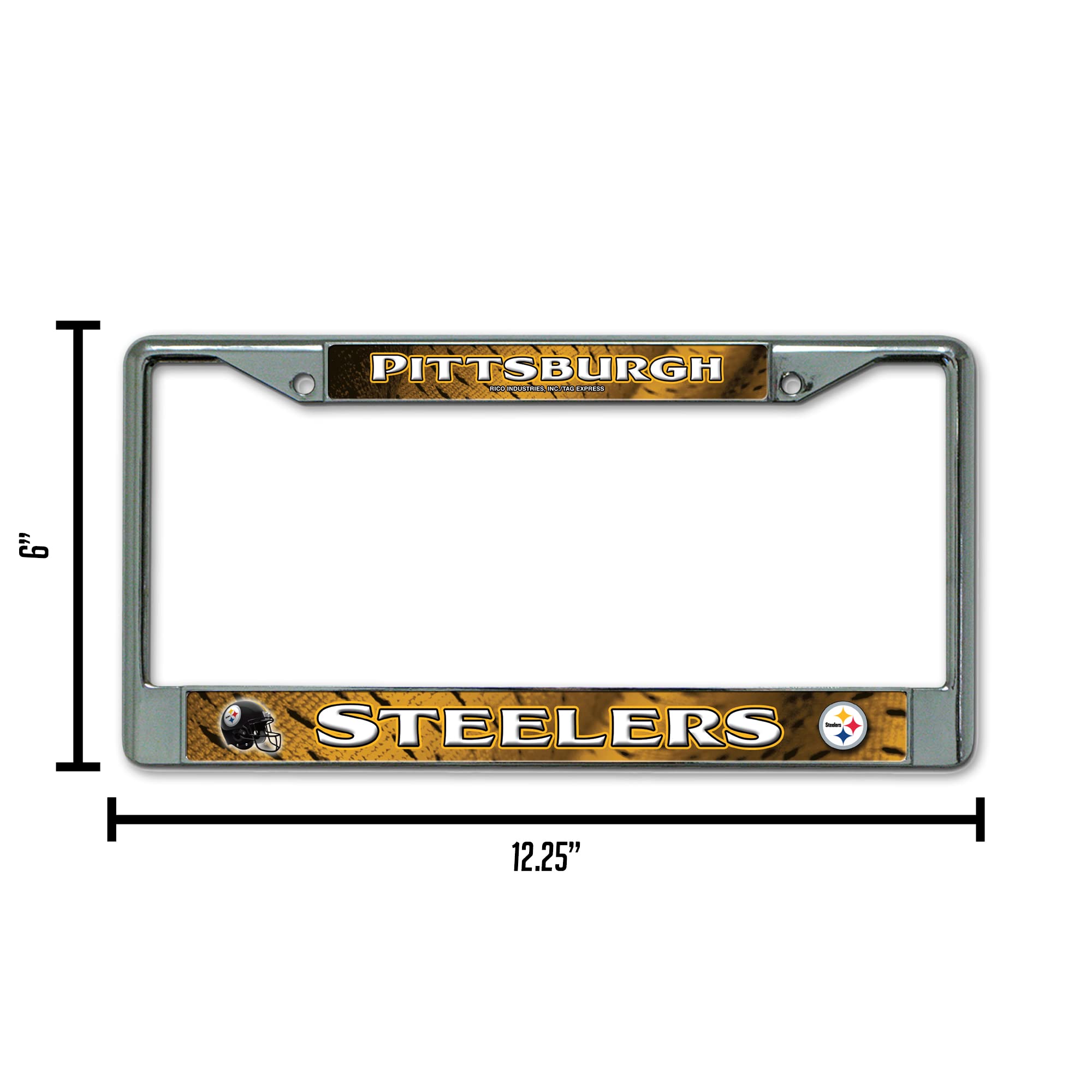 Rico Industries NFL Green Bay Packers 12" x 6" Silver Chrome Frame W' Decal Insert Car/Truck/SUV Auto Accessory