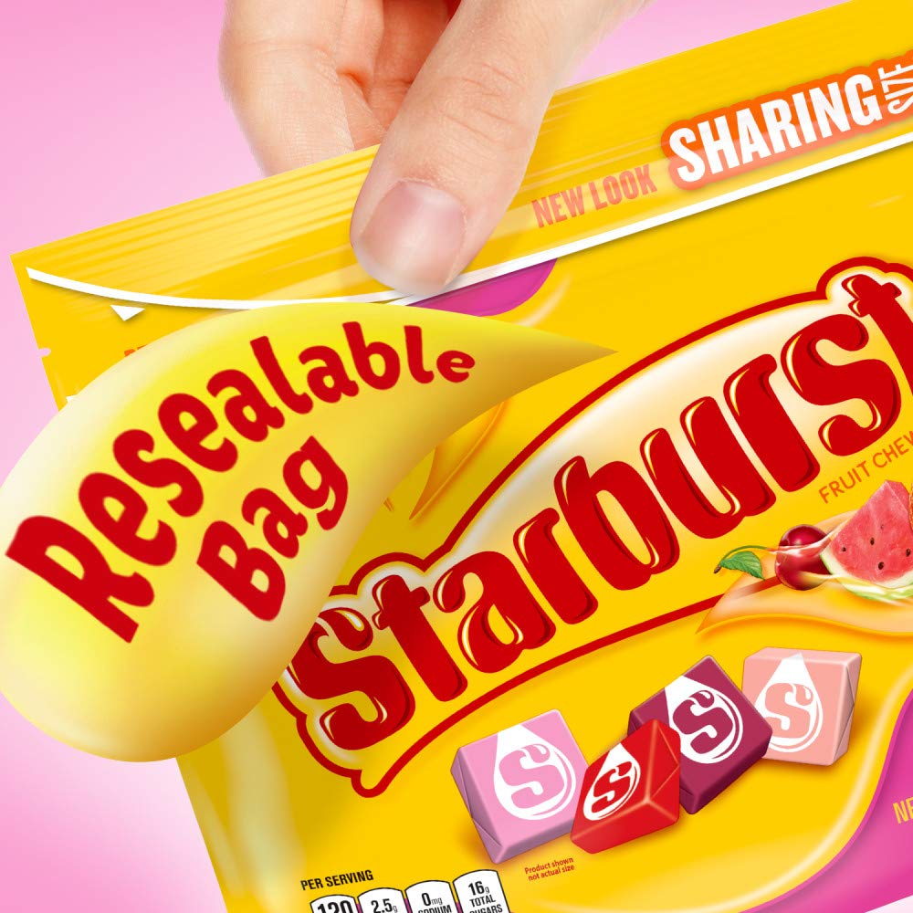 STARBURST FaveReds Fruit Chews Summer Candy, Sharing Size, 15.6 oz Resealable Bag