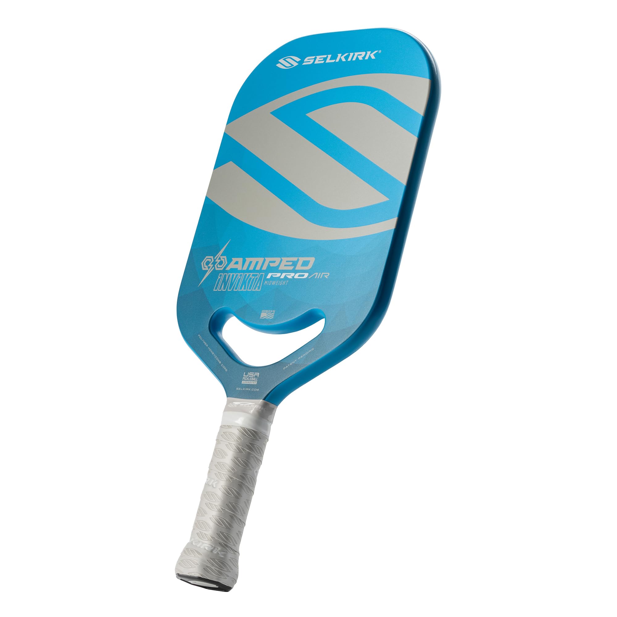 2024 Selkirk Amped Pro Air Pickleball Paddle | Fiberglass Pickleball Paddle with a Polypropylene X5+ 16mm Core | Throatflex | Flex Foam | Pickleball Rackets Made in The USA | Invikta Blue