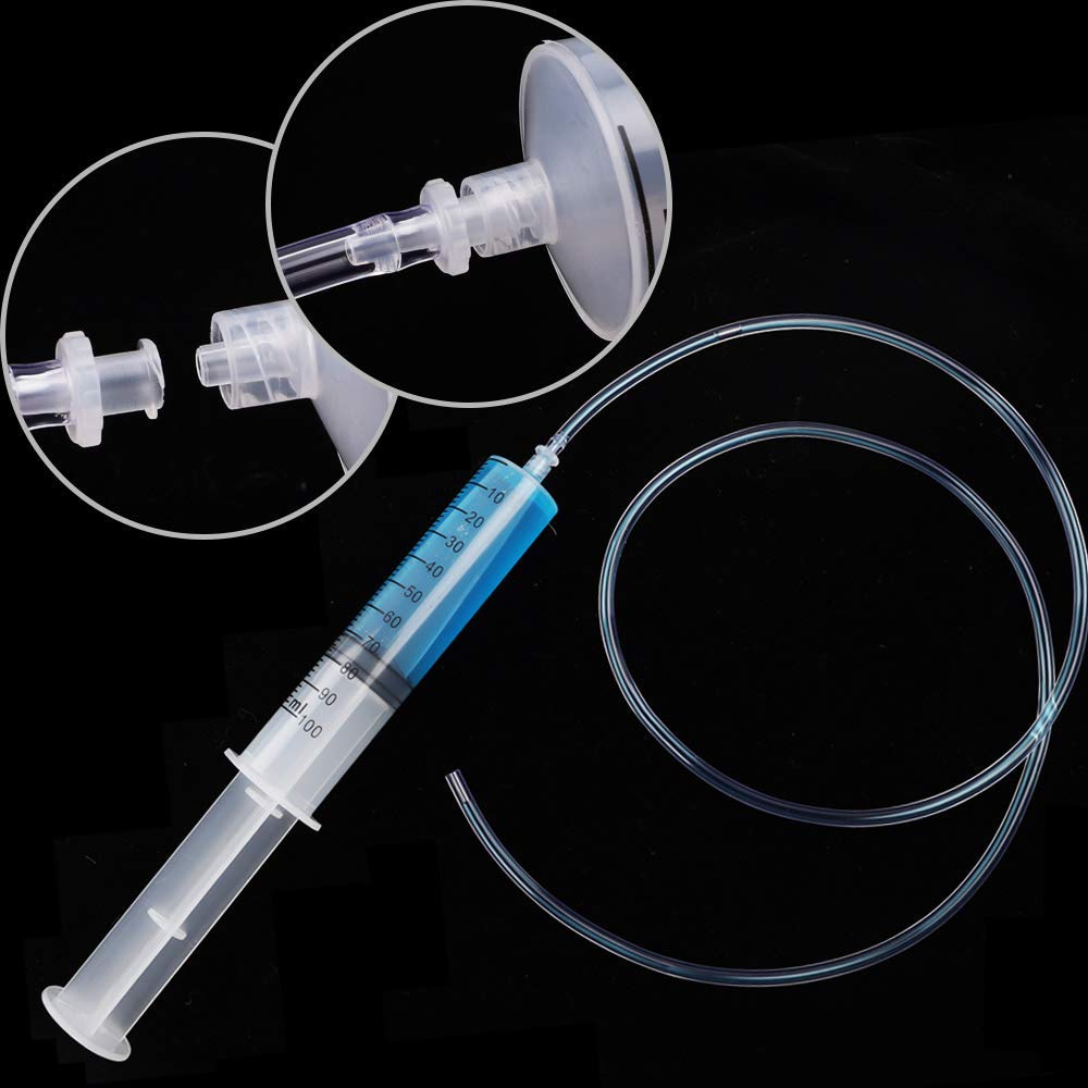 DEPEPE 2pcs 100ml Large Plastic Syringe with 2pcs 47in Handy Plastic Tubing and Luer Connections for Scientific Labs, Measuring, Watering, Refilling, Filtration, Feeding