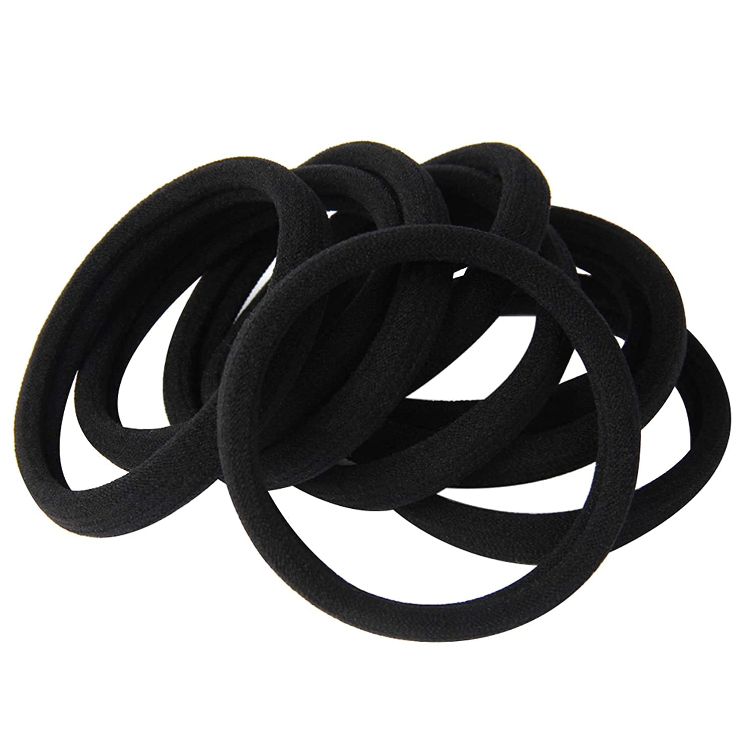 20 PCS Large Hair Ties for Thick Hair Black Hair Bands for Women Men and Girls No Damage Stretchy Ponytail Holders for Braids (5 cm in Diameter, 1 cm in Width)