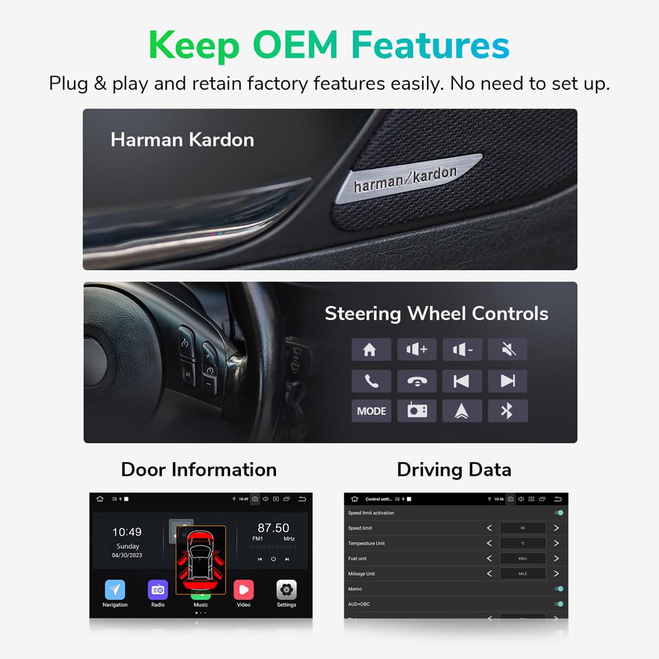 Eonon 6+64GB Car Stereo for BMW 3 Series 325i 330i M3 323i (E46) 1999-2005, Android 13 Wireless CarPlay & Android Auto Car Radio, 9″ GPS Navigation Head Unit, BT/4G LTE -E46A12S