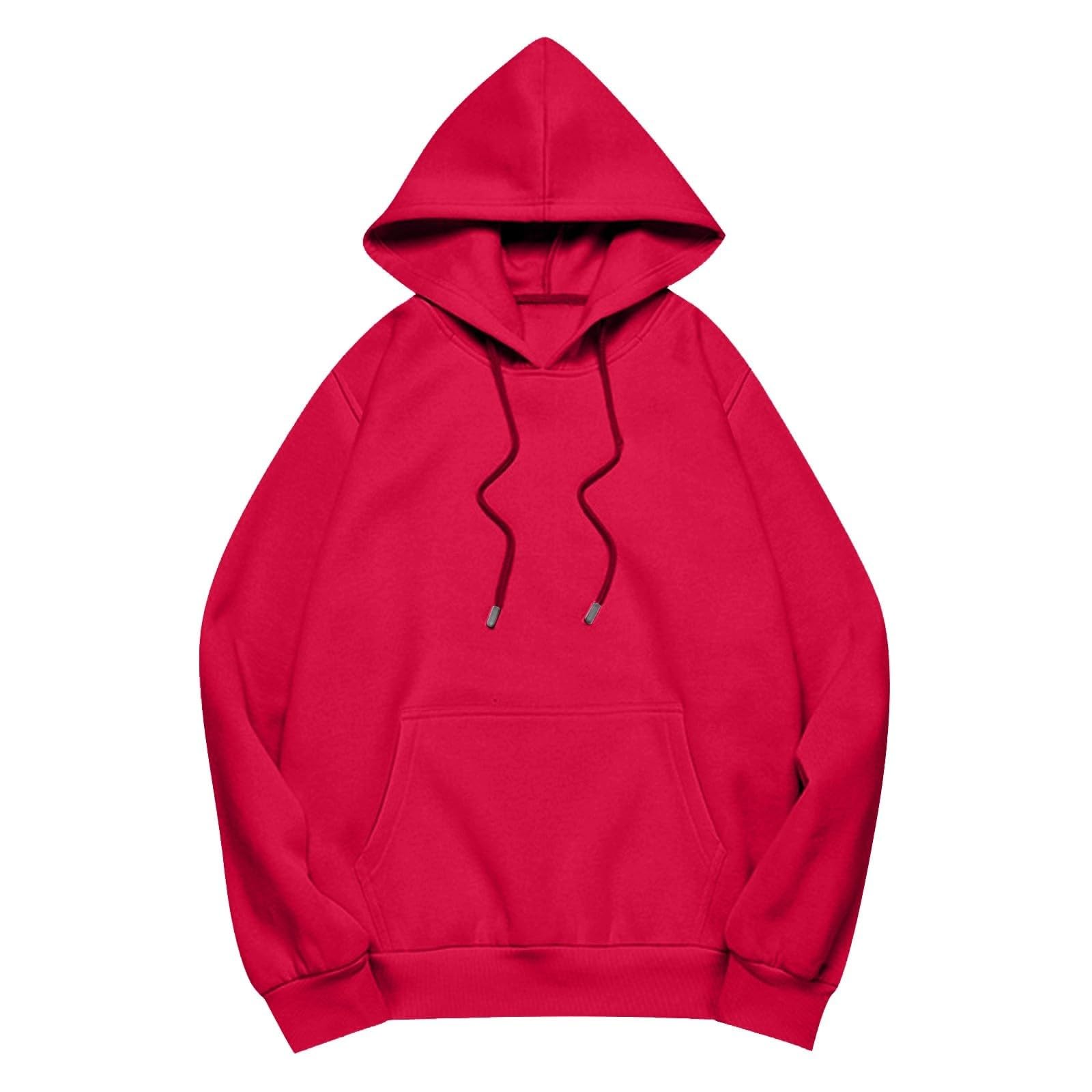 red Oversized Hoodie Amazon Warehouse Sale Clearance Returns Womens Oversized Hoodies Winter Cute Sweatshirts Pullover Fashion Tops Trendy Outfits Clothes for Mature Women Over 50 Red L