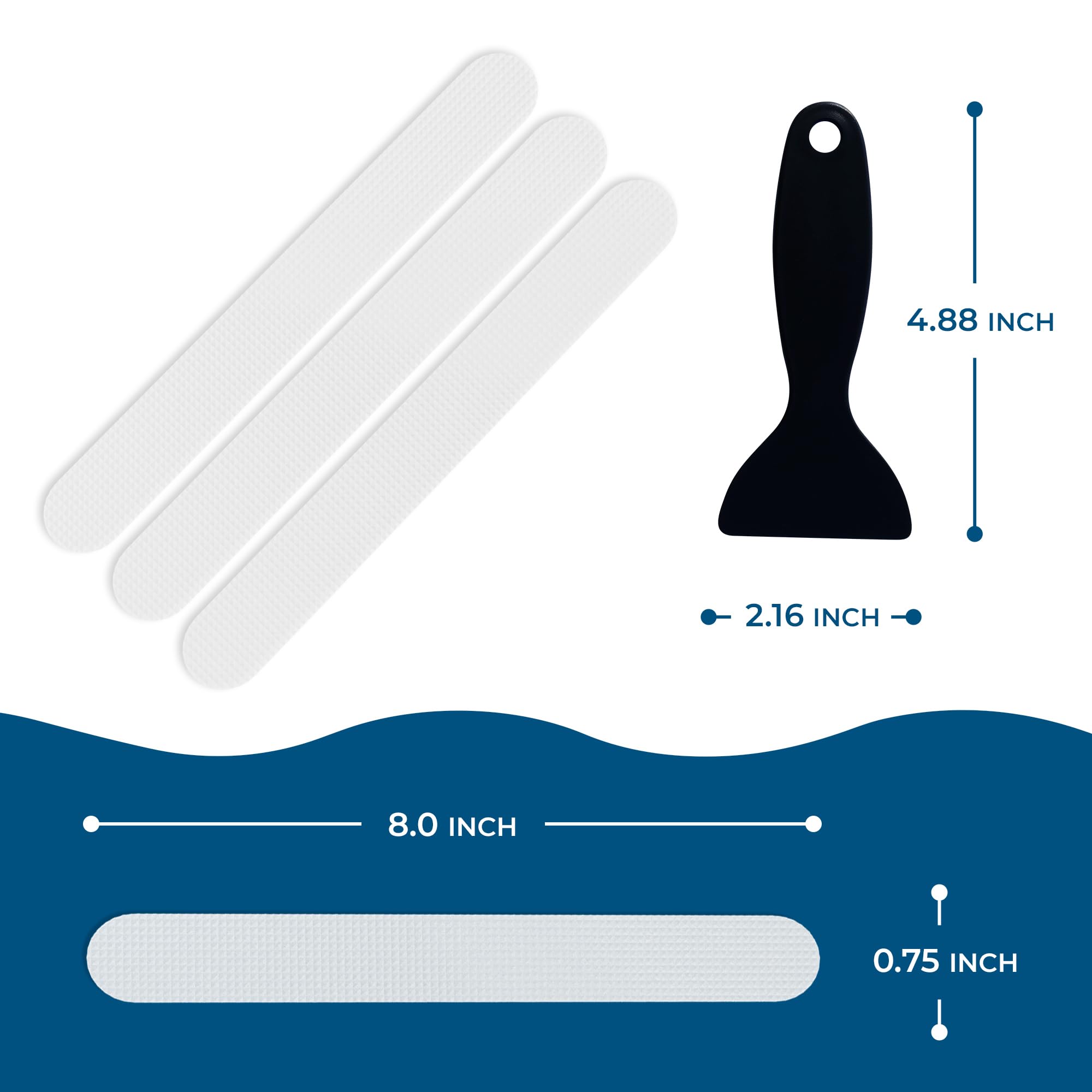 Anti-Slip Shower Stickers - Help Reduce Slipping in Bathtub & Shower, Clear Non-Slip Bath Strips, Strong Adhesive Bathtub Appliques Suitable for Homes with Kids, Adults & Seniors - 24 Pcs - Homergy