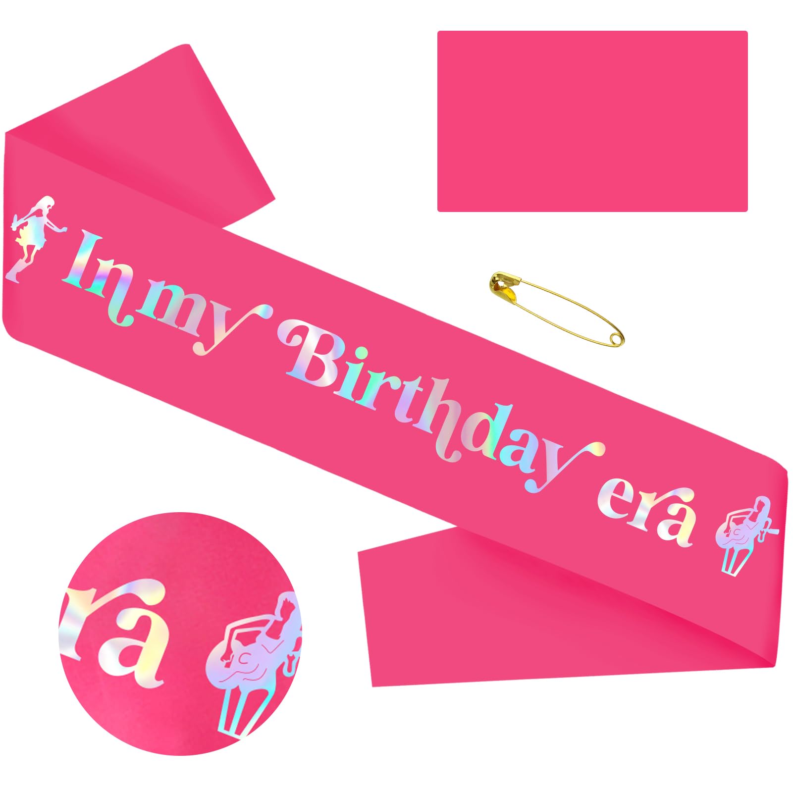 SKJIAYEE In My Birthday Era Birthday Sash with Iridescent Foil, Hot Pink Birthday Sash Decorations for Girls Women Any Birthday Party, Popular Singer Party Favors, Music Girl's Birthday Gifts