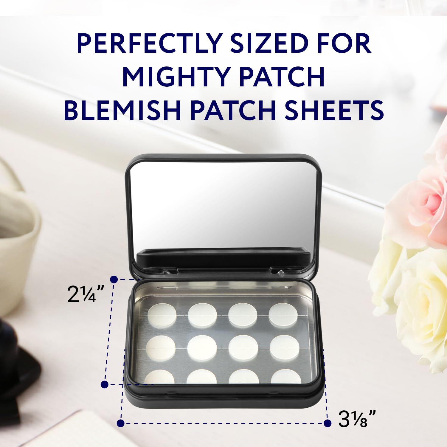 [2 Pack] Impresa Pimple Patch Case for Mighty Patch Acne Dots - Pimple Patches for Face Case with Mirror - Black Impresa Zit Stickers Case for Mighty Hero Pimple Patch - Acne Patches for Face Case