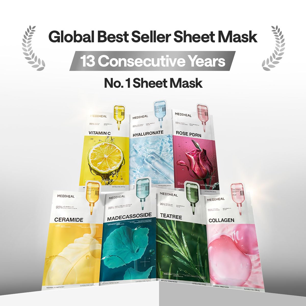 Mediheal Essential Face Mask [Collagen] Core Firming 10 pcs. with 98% Purity Collagen for Plumping Hydration, Glass Skin & Skin Firming - Travel Essentials, Vegan Formula Korean Beauty Sheet Mask