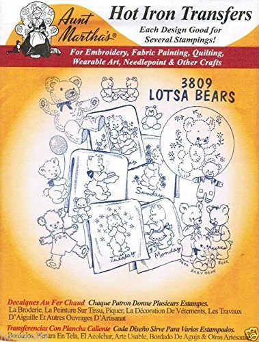 Lotsa Bears #3809 Aunt Martha's Hot Iron Embroidery Transfer Pattern supply:holtzen09