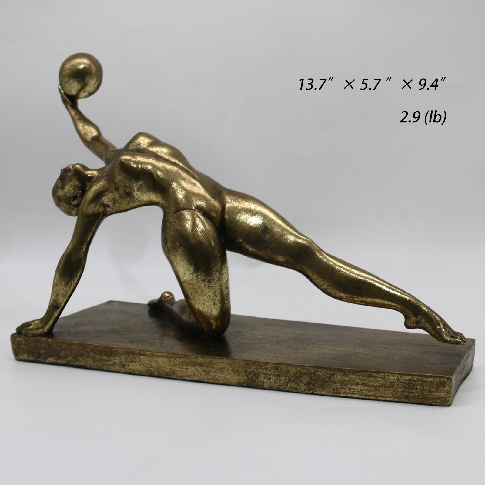 Lukitas Gymnast Statue and Sculpture Decor, Rhythmic Gymnastics Figurine, Modern Desktop Ornament for Home Office Living Room, Golden, Resin L14''