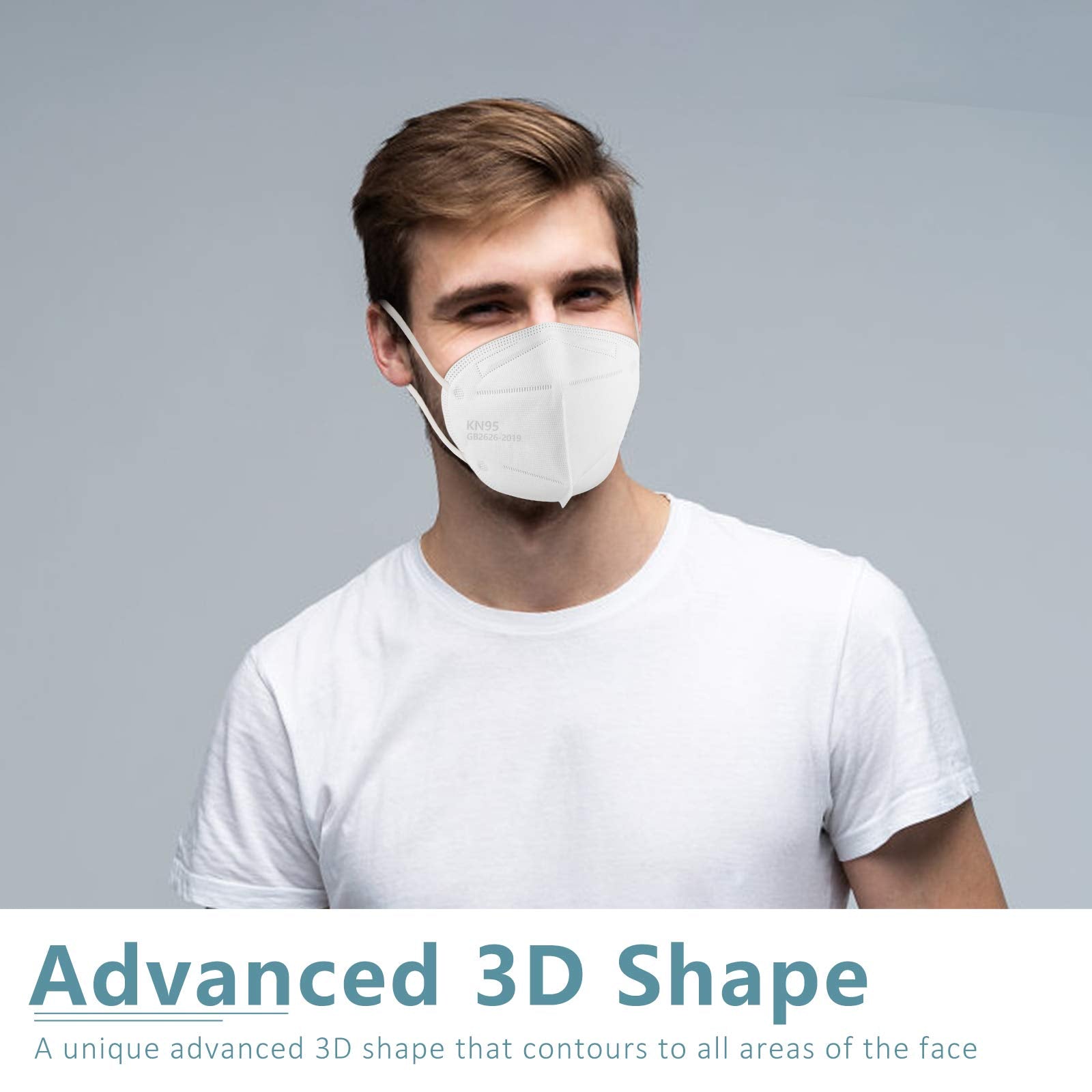 ChiSip KN95 Face Mask 20Pcs, 5 Layer Design Cup Dust Safety Masks, Breathable Protection Masks Against PM2.5 Dust Bulk for Adult, Men, Women, Indoor, Outdoor Use, White