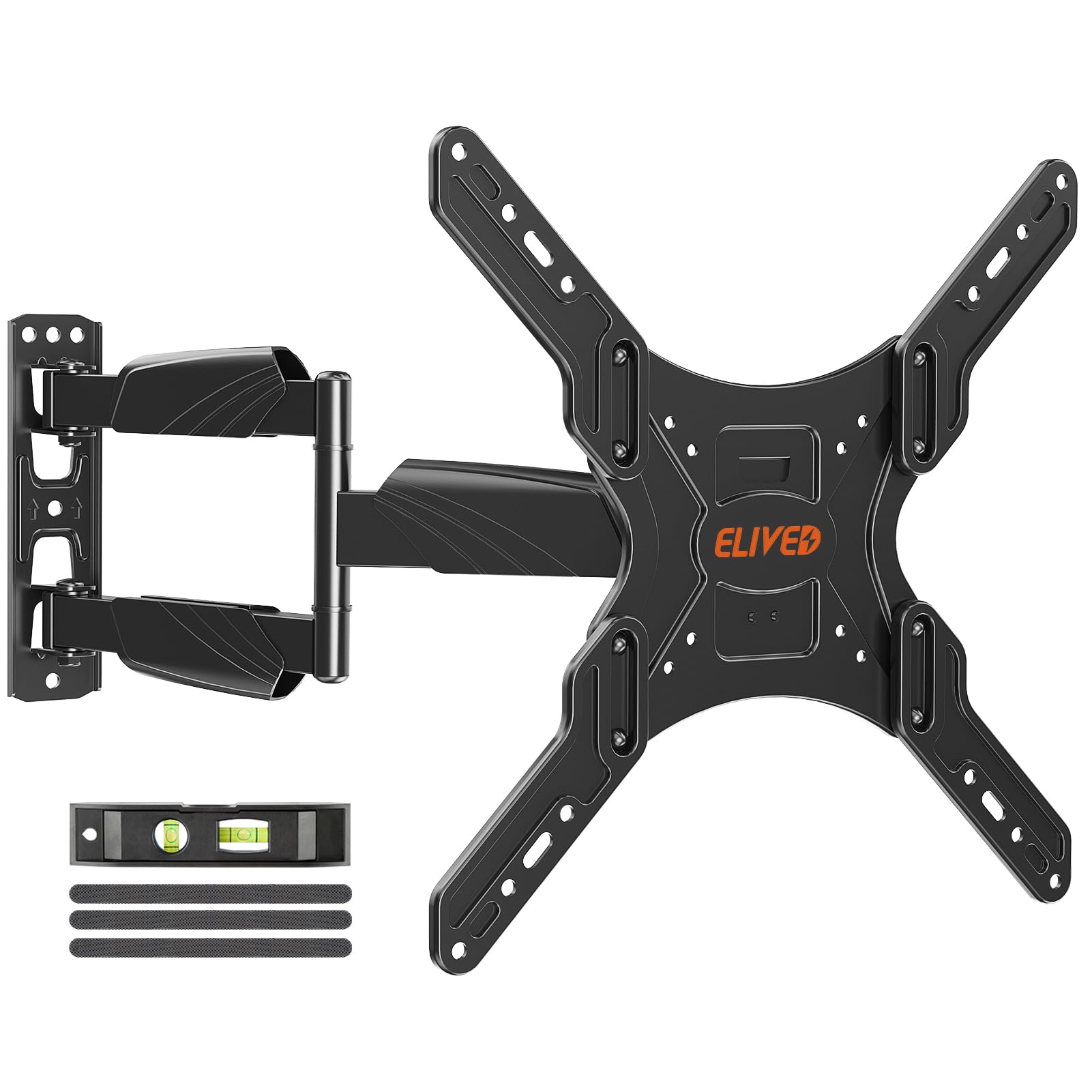 ELIVED UL Listed TV Wall Mount for Most 26-60 Inch TVs, Swivel and Tilt Full Motion TV Mount with Single Stud Perfect Center Design, Wall Mount TV Bracket Max VESA 400x400mm, Holds up to 88 lbs.