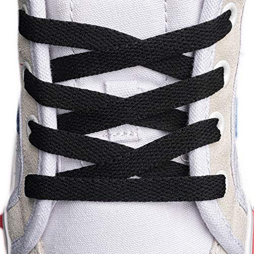 AOMIDI Flat Shoe laces 5/16" Wide Shoelaces 4 Pair for Athletic Running Sneakers Shoes Boot Strings replacements (27" inches (69 cm), Black)