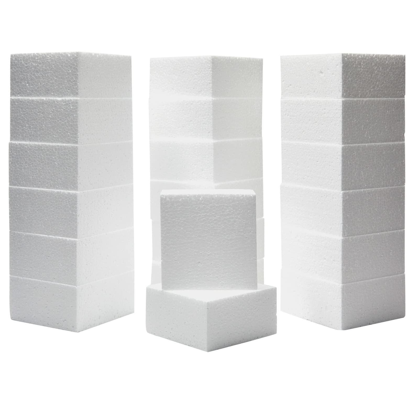 Juvale 20 Pack Foam Blocks for Crafts - White Polystyrene Craft Foam Blocks for Floral Arrangements, and Art Supplies (4 x 4 x 2 in)