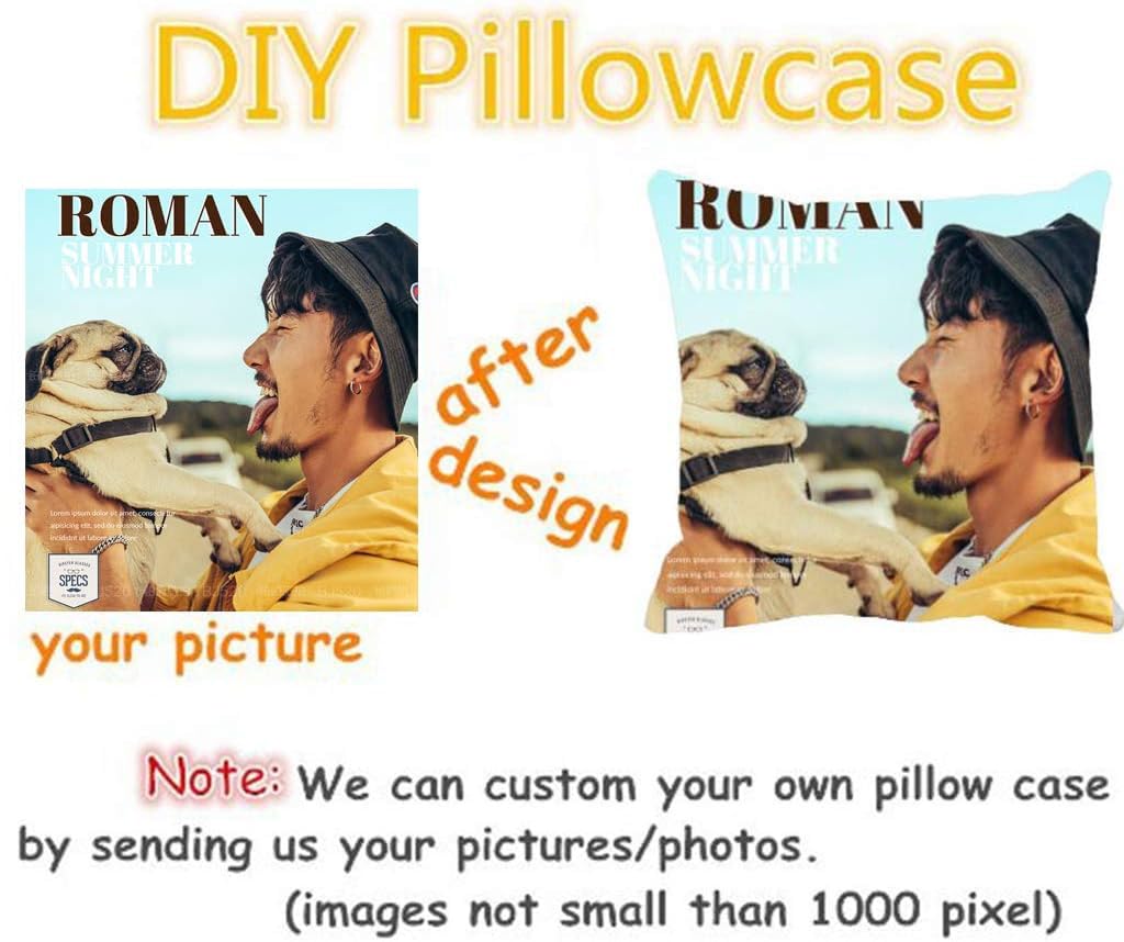 Shop&Three Custom Design Photos or Text Outdoor/Indoor Throw Pillowcase, Personalized Pet Photo Pillow, Love Photo Throw Pillowcases, Wedding Keepsake Throw Pillow Covers 18" x 18"