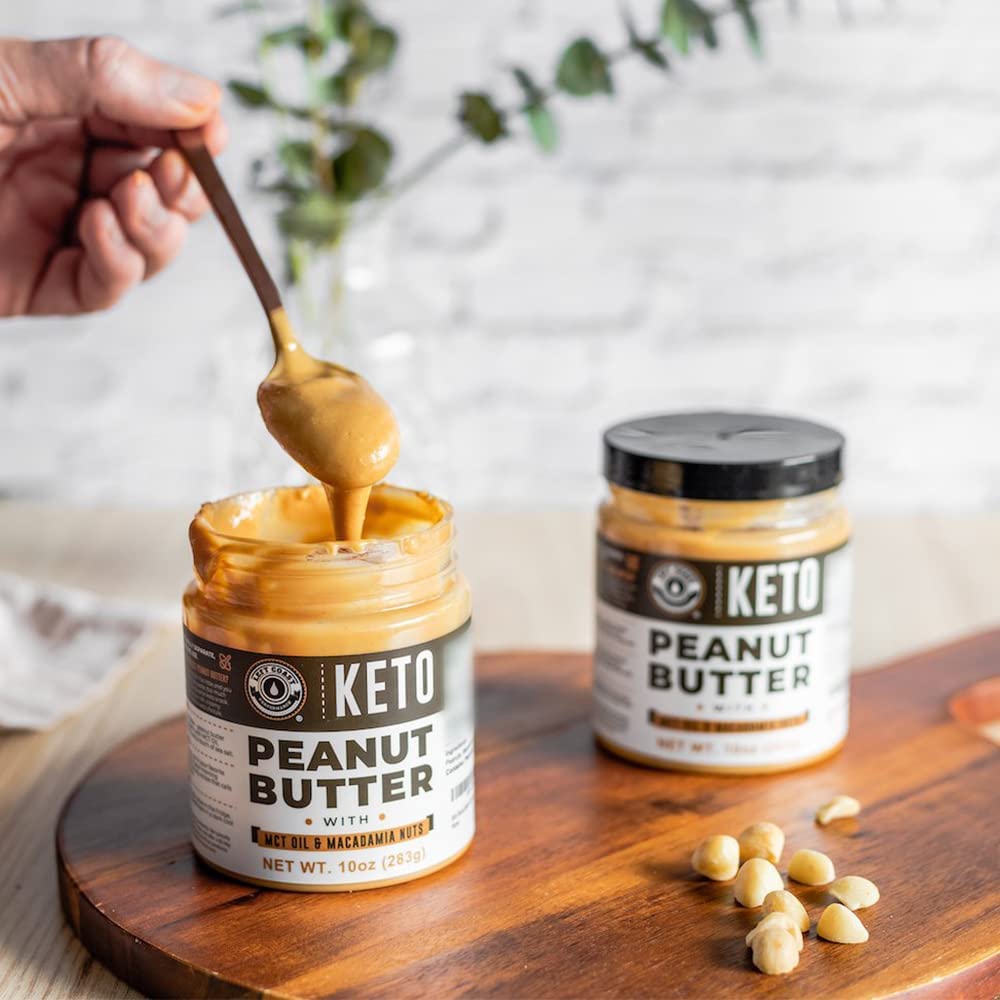 Keto Peanut Butter with Macadamia Nuts and MCT Oil Smooth, 10oz - Keto Nut Butter Spread, Fat bomb, Low carb keto snack (10)