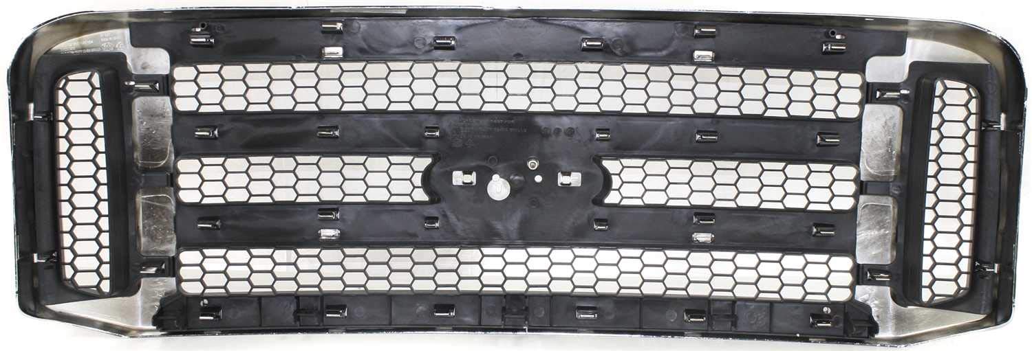 Evan Fischer Grille Assembly Compatible with 2005-2007 Ford F-250 F-350 F-450 F-550 Super Duty, Chrome Shell, Painted Gray Insert