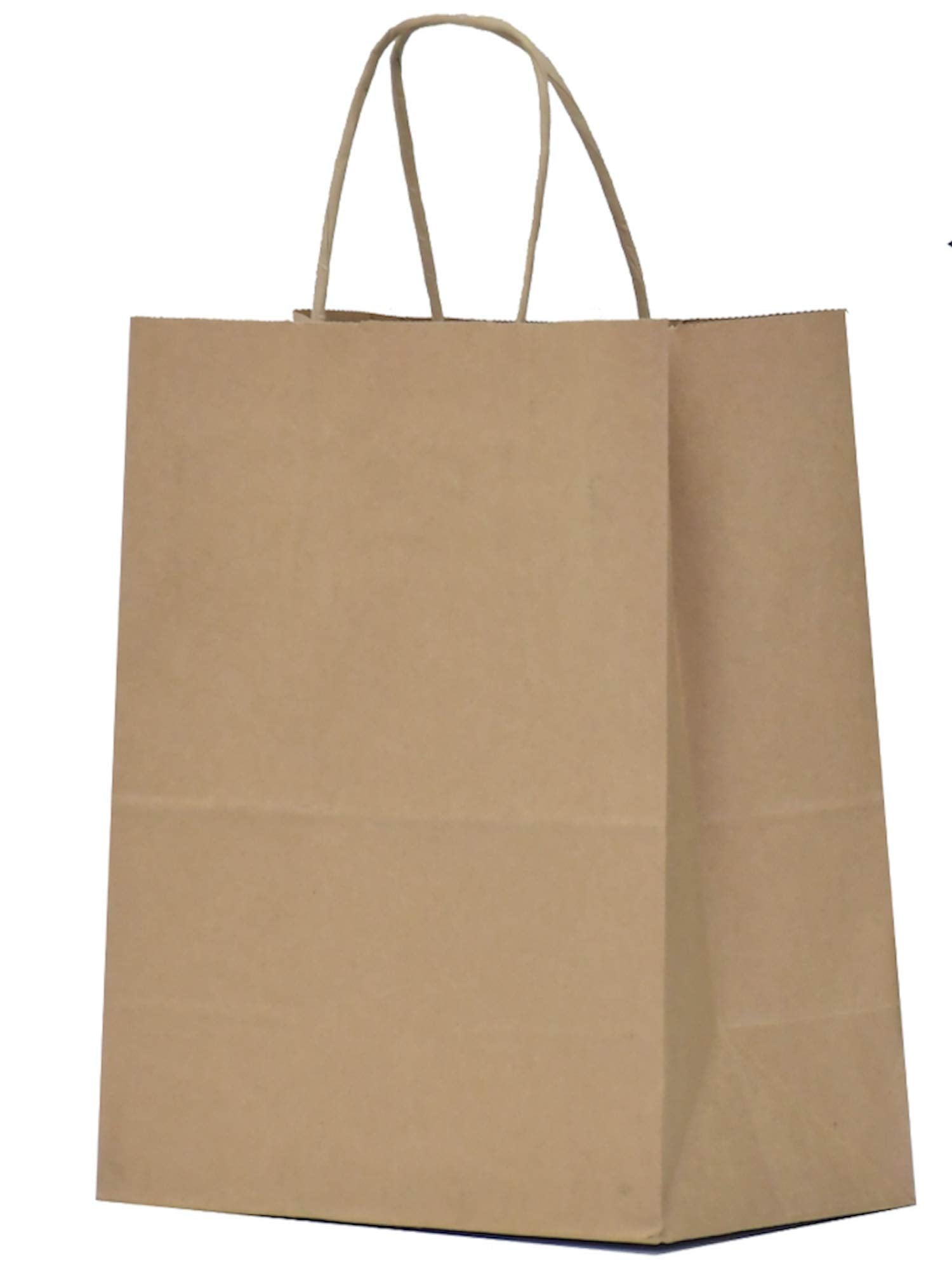 Qutuus Kraft Paper Gift Bags with Handles - 8x4.5x10 25Pcs Brown Shopping Bags for Parties, Favors, Businesses