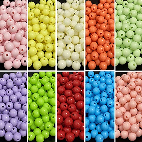 LIMAOLLY 200 Pcs 10mm Acrylic Round Pastel Beads Candy Color Plastic Spacer Beads for DIY Necklace Bracelet Earring Jewelry Making (Light Royal Blue)