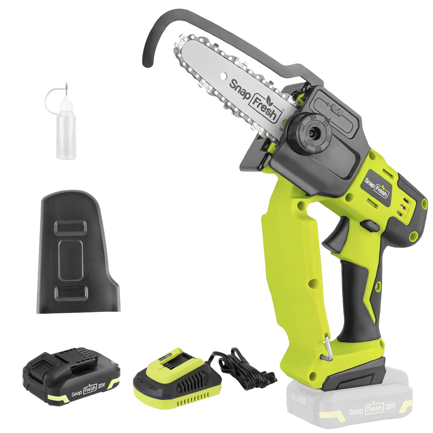 SnapFresh Mini Chainsaw Cordless, 5 Inch Electric Chainsaw Portable, Handheld Chain Saw With 2.0ah Battery & Fast Charger, Small Battery Powered Chainsaw for Wood Cutting Tree Trimming, Gift for Men