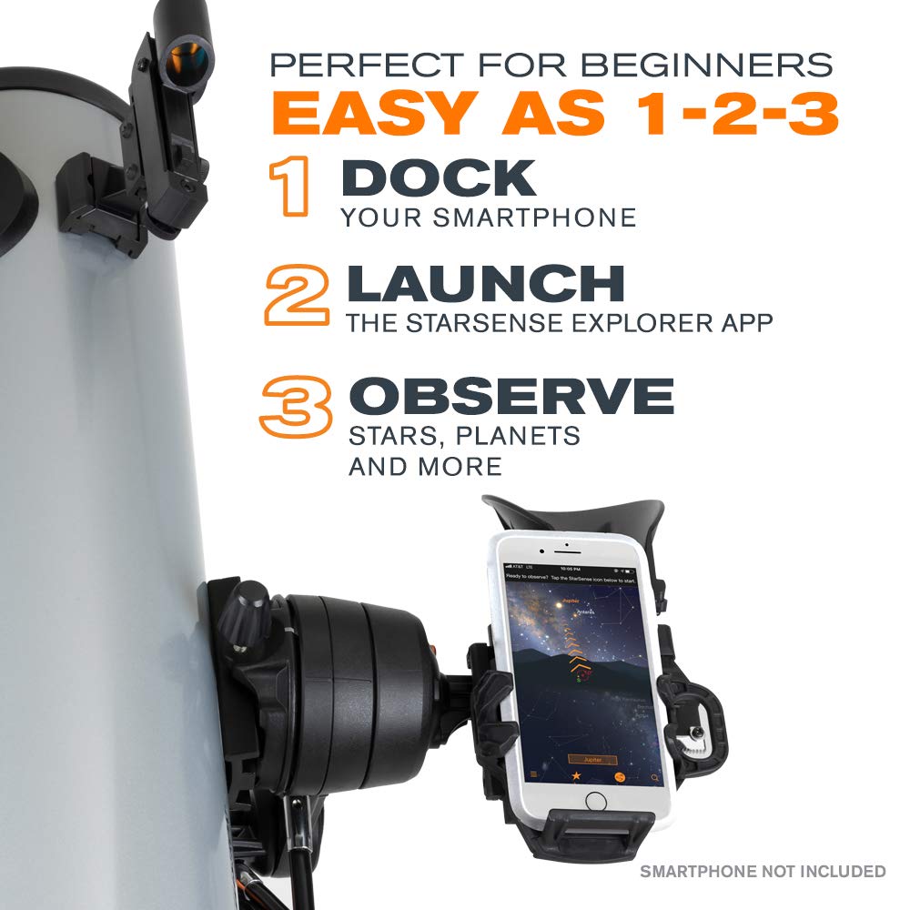 CELESTRON StarSense Explorer DX 130AZ Smartphone App-Enabled Telescope – Works with StarSense App to Help You Find Stars, Planets & More – 130mm Newtonian Reflector – iPhone/Android Compatible