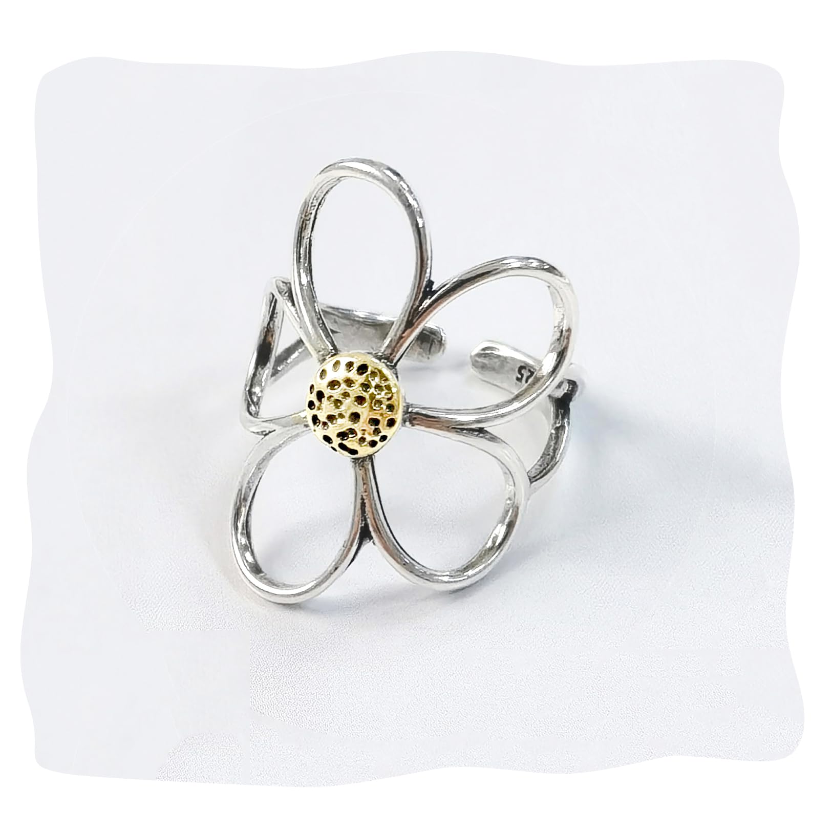 Flower Ring, Vintage Daisy Ring for Women, Adjustable April Birth Flower Ring Jewelry Gift