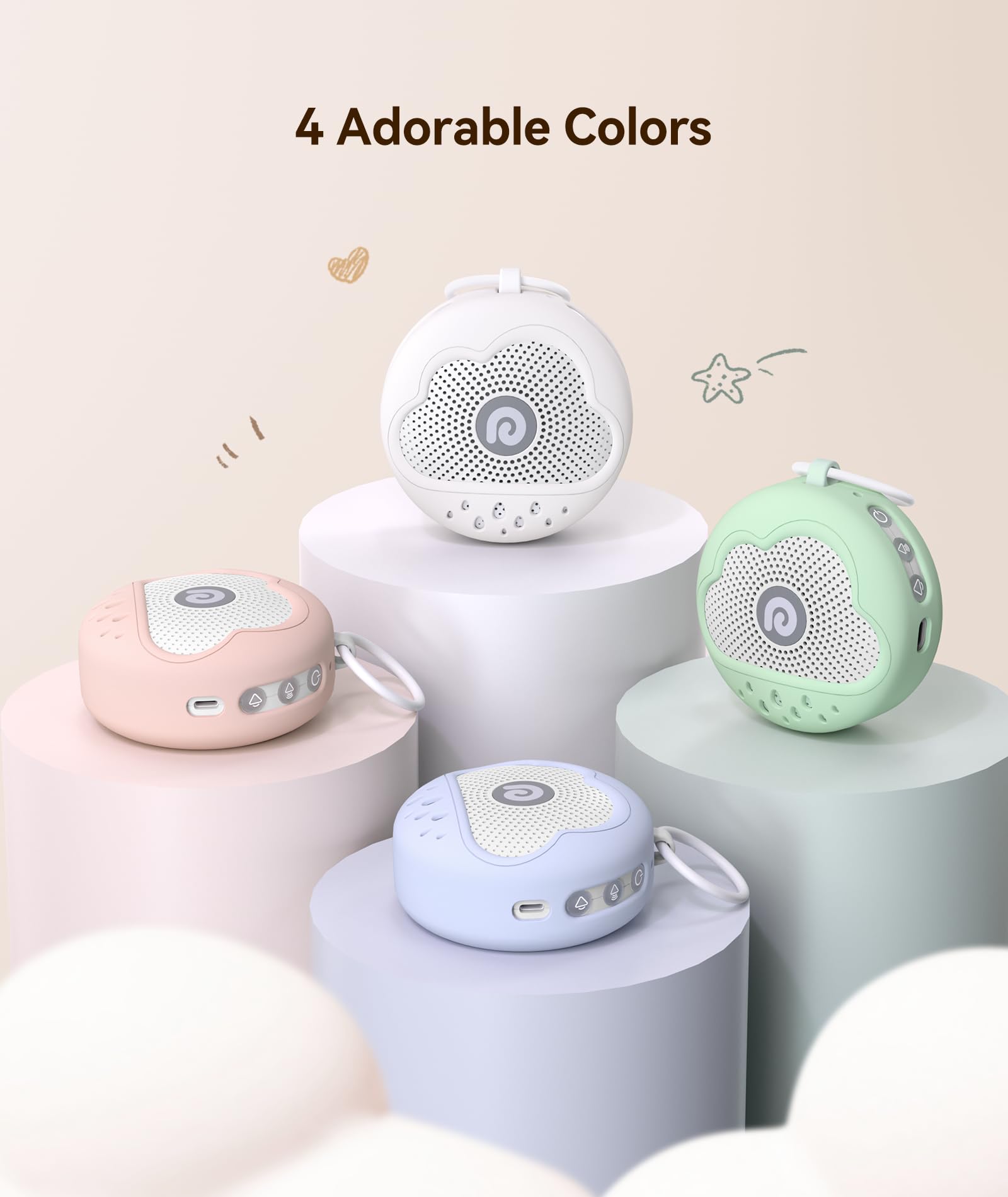 Dreamegg White Noise Machine - Portable Sound Machine Baby with Safe Silicone Cover, Features Powerful Battery, 21 Soothing Sound, Noise Canceling for Sleeping, Baby Registry Gift, Nursery, Travel