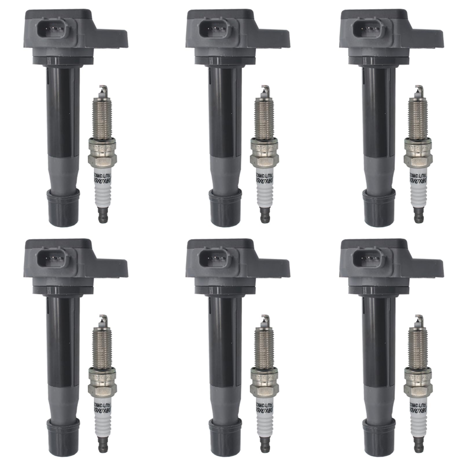 Autowxjq Ignition Coil Iridium Spark Plugs Set of 6pcs UF603 C1624 Compatible with Honda Pilot Accord Odyssey Ridgeline Acura MDX RDX TSX ZDX RL TL TSX 3.5L 3.7L V6