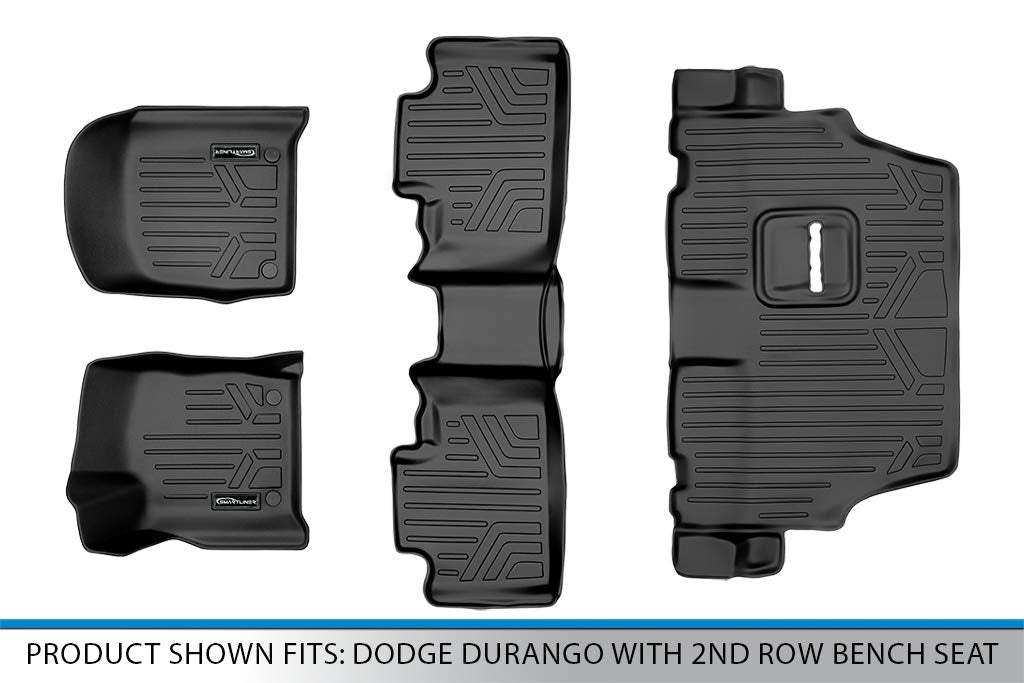 MAXLINER Custom Fit Floor Mats 3 Row Liner Set Black Compatible with 2016-2021 Dodge Durango with 2nd Row Bench Seat