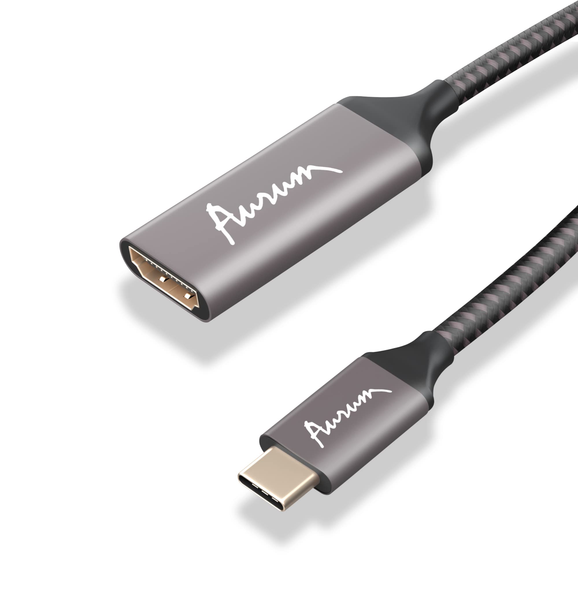 AURUM CABLES USB C to HDMI Cable, 6 feet Black Braided 4K@60Hz USB Type C to HDMI Cable Cord to Connect Phone or Computer to TV, Thunderbolt 3 Compatible with Samsung Galaxy, MacBook Pro/Air, iPad