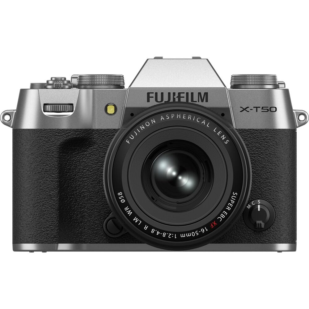 FUJIFILM X-T50 Mirrorless Camera with XF 16-50mm f/2.8-4.8 Lens | Silver Bundled with 64GB Memory Card + Battery Charger + UV Filter + Photo Starter Kit + Cleaning Cloth (6 Items)