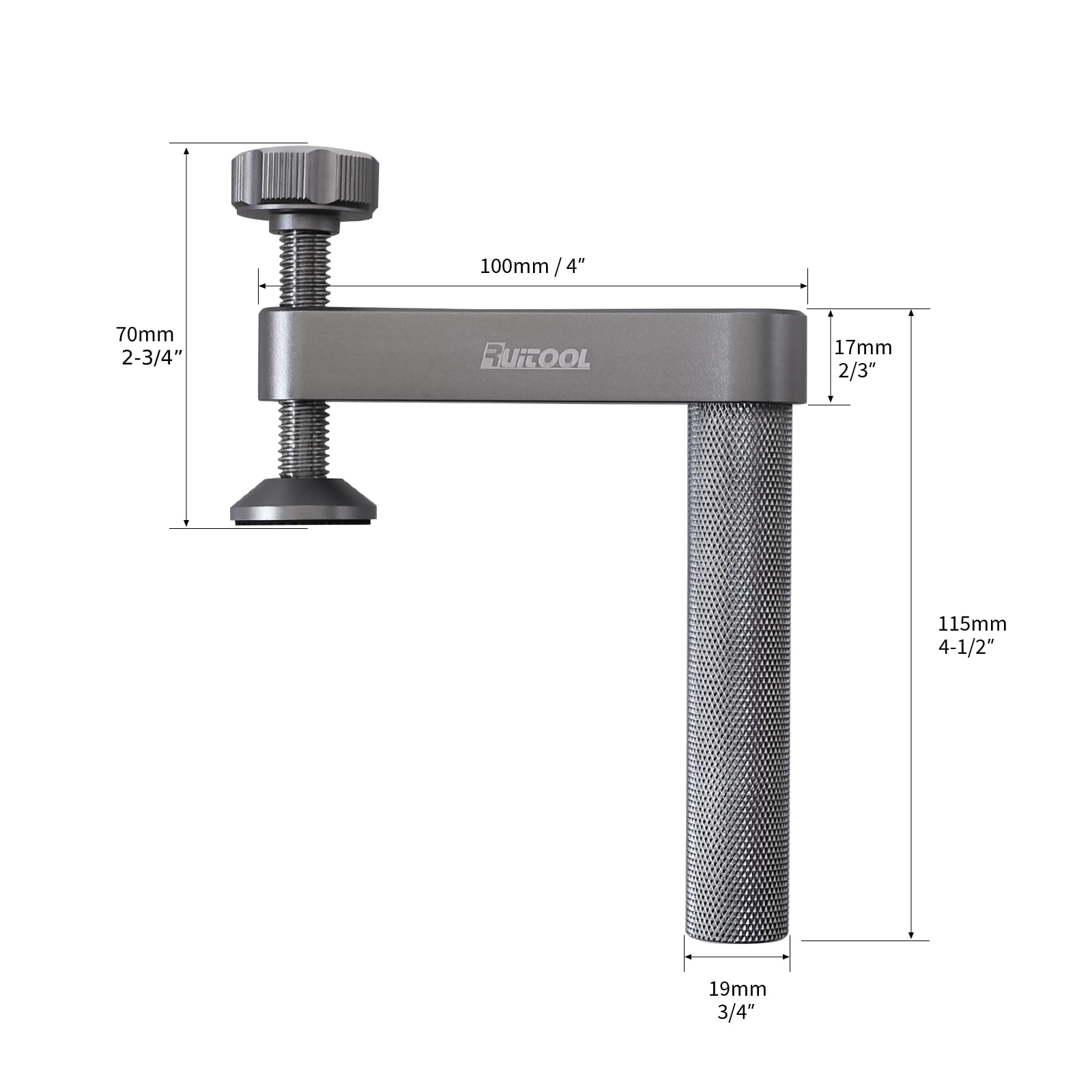 RUITOOL Bench Dog Clamp,3/4"（19mm) Stable Holdfast Dog Hole Clamp,Adjustable MFT Table Aluminum Table Clamps for Woodworking Tools - 2 Pack