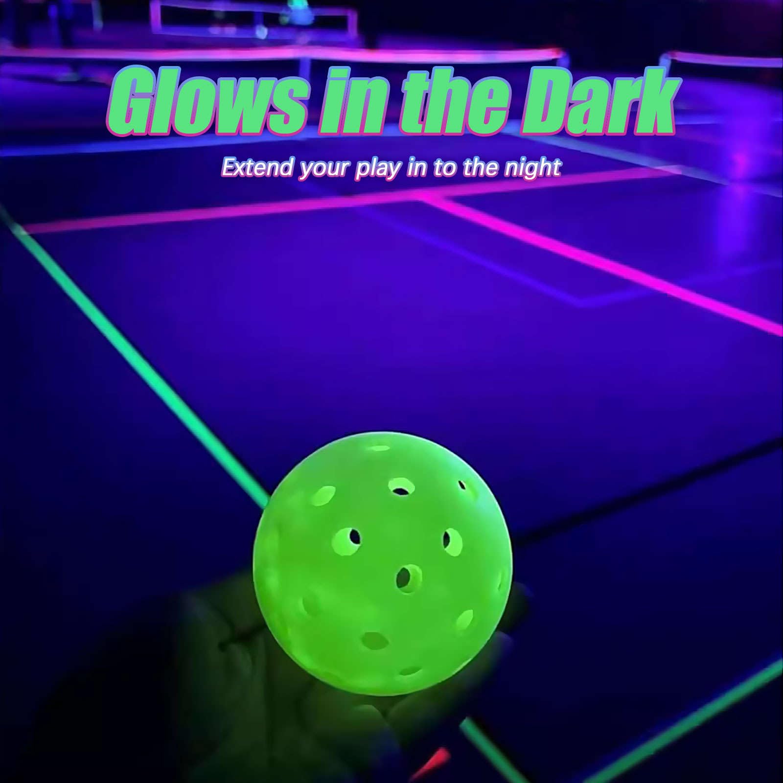 Elevate 5 - Glow in The Dark Pickleball Balls, 6-Pack Pickleball Set of Pickleballs, Glow, 40 Hole Outdoor Pickleballs, Mesh Pickleball Bag Included, Pickle Balls