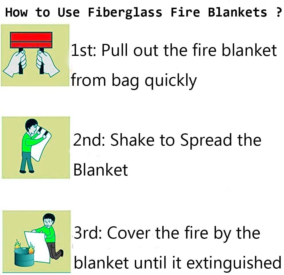 Ajiaguo Fire Blanket for Home Emergency Survival – Fiberglass Suspend Fire Flames Suspension Blankets for Home and Kitchen School Grill Garage House Warehouse Safety (2 White Fire Blankets)