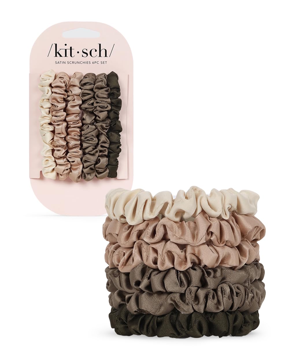 Kitsch Satin Hair Scrunchies for Women - Softer Than Silk Scrunchies for Hair | Satin Scrunchies for Girls | Satin Hair Ties for Women, Silk Hair Ties No Damage, Silk Ponytail Holders, 6pcs Eucalyptus