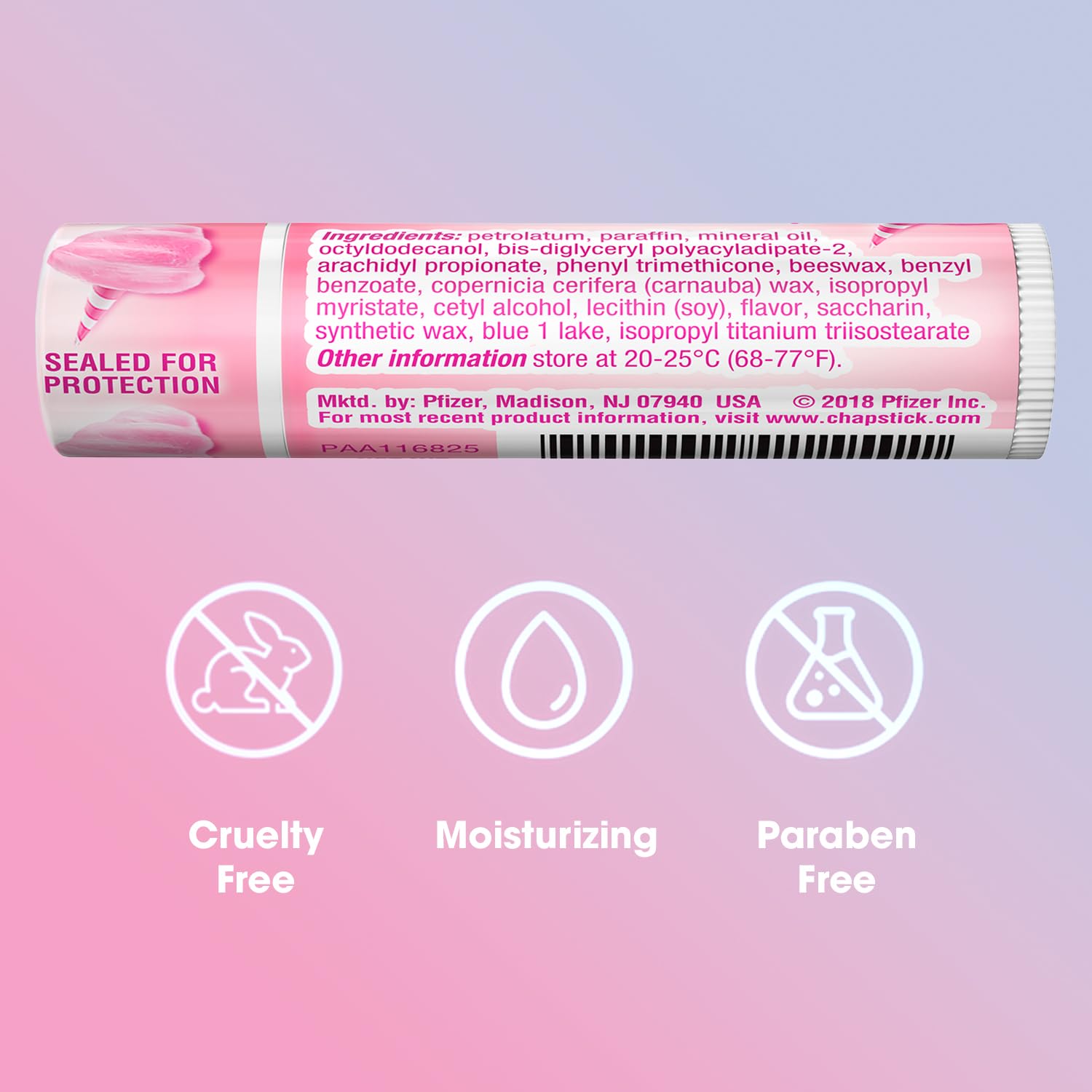 ChapStick Lip Moisturizer, Cotton Candy, 12-Pack – Limited Edition Bulk Lip Balm, Fun & Yummy, 0.15 Oz Ea