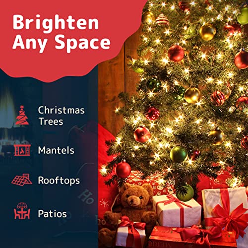 PREXTEX Christmas Lights (10 Feet, 50 Lights) - Clear White Christmas Tree Lights with Green Wire - Indoor/Outdoor String Lights - Warm White Twinkle Lights - Fairy Lights - Christmas String Lights