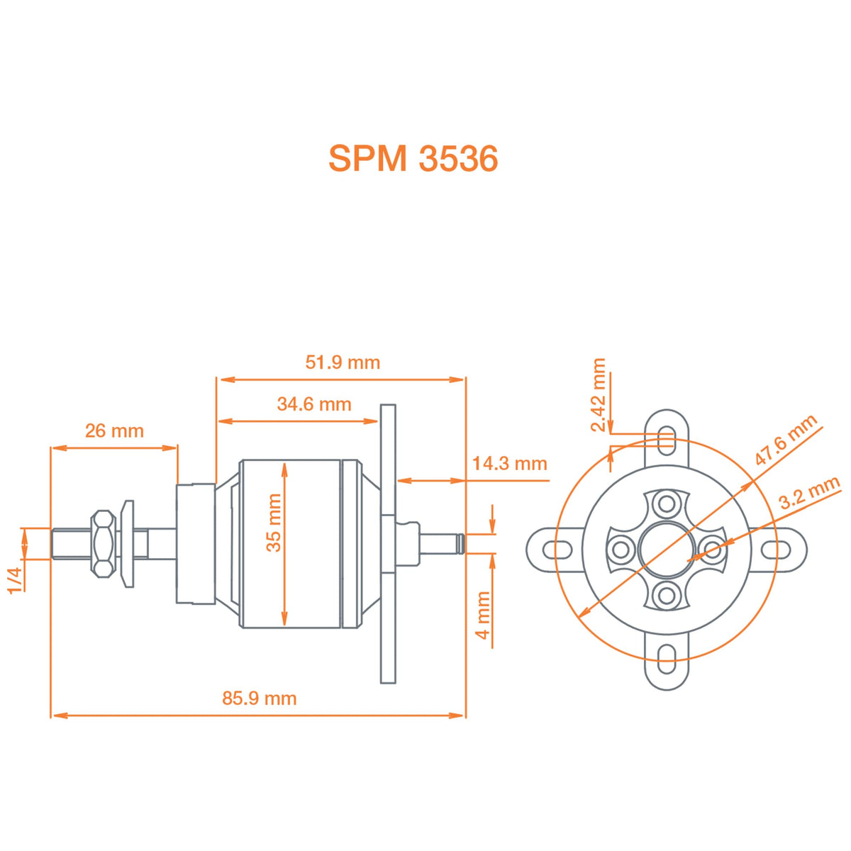 Spektrum Avian 3536-1200Kv Outrunner Brushless Motor, SPMXAM4620 Medium