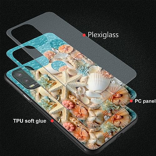 DSRGRGFDJ Designed for Motorola Moto G Stylus 5G 2021 6.8" Case,Plexiglass Back Cover+Soft Silicone TPU Bumper Shockproof Anti-Skid Protective Case,(Conch Seashells Starfish)