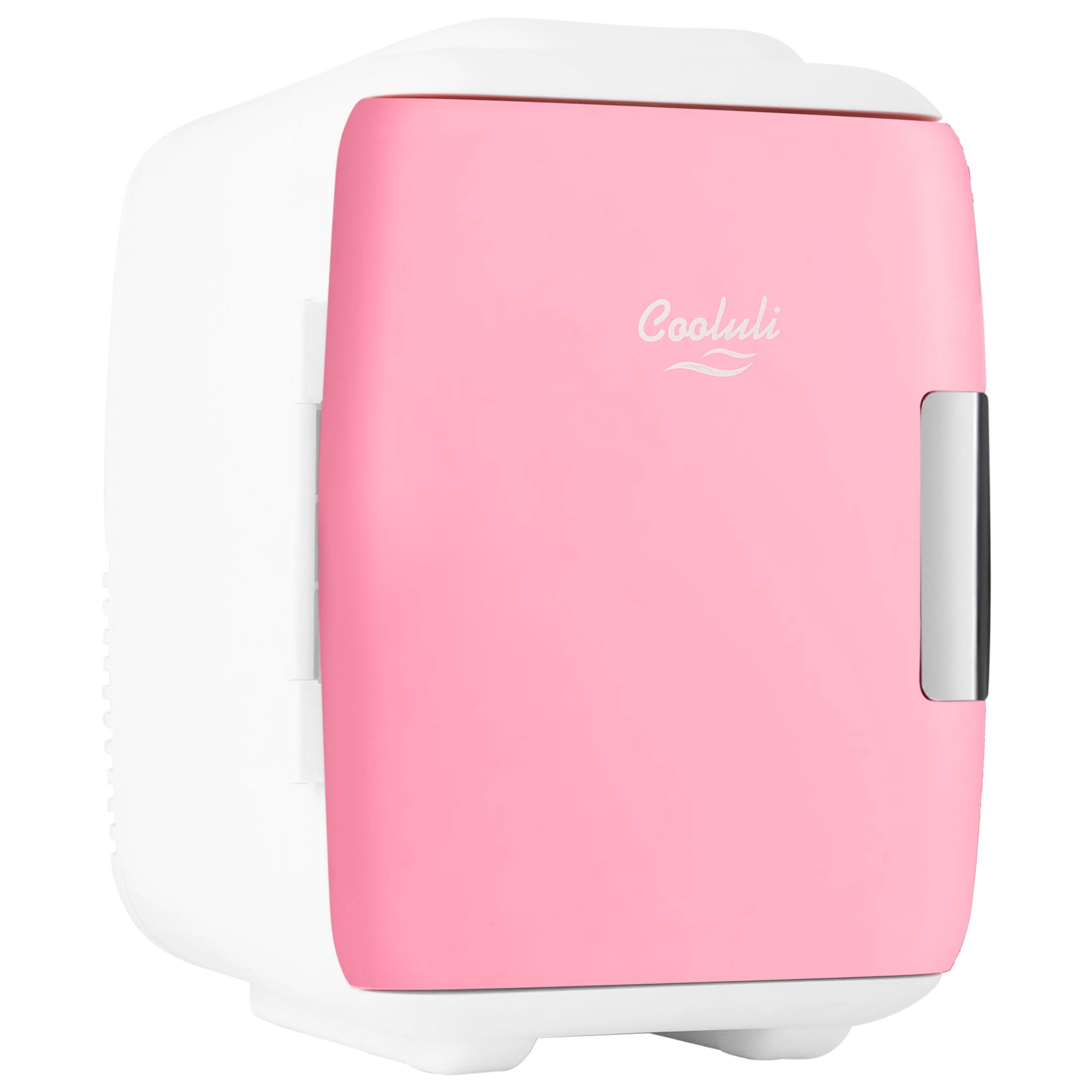 Cooluli Mini Fridge for Bedroom - Car, Office Desk & Dorm Room - Portable 4L/6 Can Electric Plug In Cooler & Warmer for Food, Drinks, Skincare Beauty & Makeup - 12v AC/DC & Exclusive USB Option, Pink