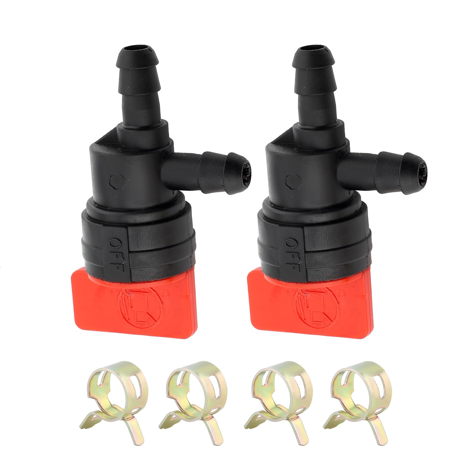 Panari 1/4" 90 Degree Fuel Shut Off Valve with Clamps for 698181 494539 697944 Tecumseh 35857 LawnMower (Pack of 2)