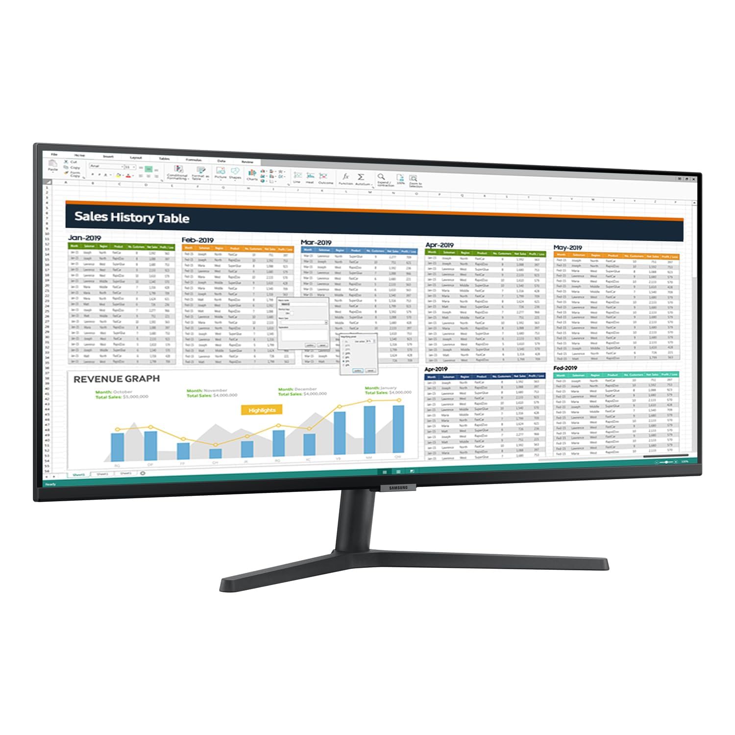 SAMSUNG 34" ViewFinity S50GC Series Ultrawide QHD Monitor, 100Hz, 5ms, HDR10, AMD FreeSync, Eye Care, Borderless Design, PIP, PBP, LS34C50DGANXZA, 2023, Black